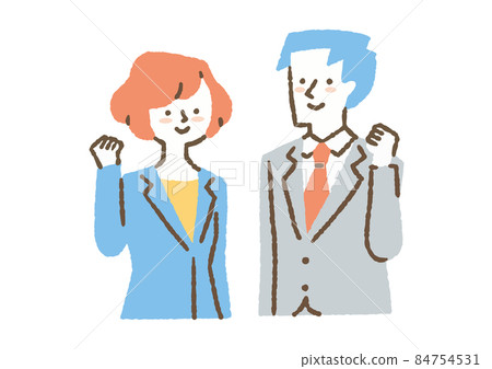 Working people doing guts pose _ color Working people doing guts pose _ color 84754531