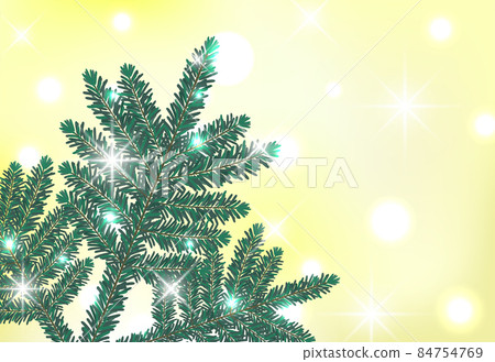 Fir tree up and message card with golden glitter background 84754769