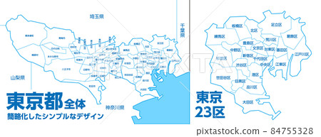 Tokyo simple map Tokyo simple map 84755328