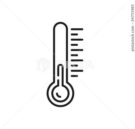 Fridge thermometer and temperature low down sign isolated outline icon. Vector cold, chilly weather forecast, climate and meteorology symbol. Frozen weather outside, frigid frosty air, hoarfrost Fridge thermometer and temperature low down sign isolated outline icon. Vector cold, chilly weather forecast, climate and meteorology symbol. Frozen weather outside, frigid frosty air, hoarfrost 84755965