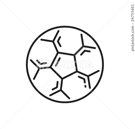 Soccer and football ball isolated thin line monochrome icon. Vector football ball symbol of German sport hobby, soccer playing equipment. Sport club mascot, college or university tournament emblem 84755981
