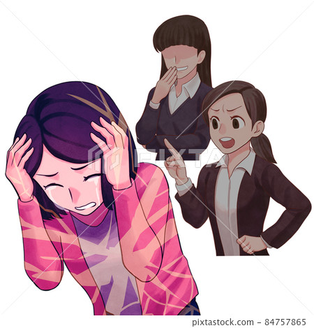 Illustration of a woman receiving power harassment 84757865