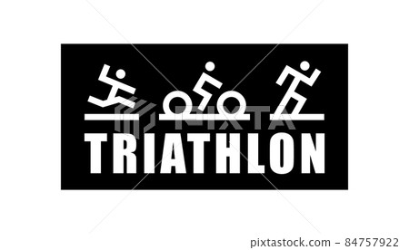 Triathlon pattern for sport event, running and cycling club. Triathlon line banner design illustration. Poster illustration design. 84757922