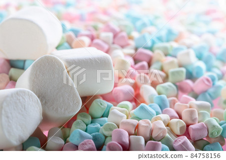Close up of various marshmallows . Close up of various marshmallows . 84758156