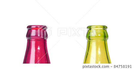 Part of two very old pink and yellow soda glas bottles 84758191