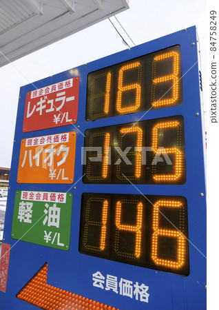 加油站的價格顯示 84758249