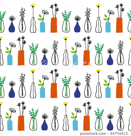 Seamless pattern of flower illustrations in a... - Stock Illustration ...