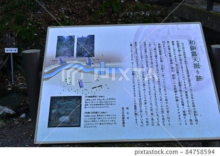 Explanation board of Wado open pit mining trace Explanation board of Wado open pit mining trace 84758594
