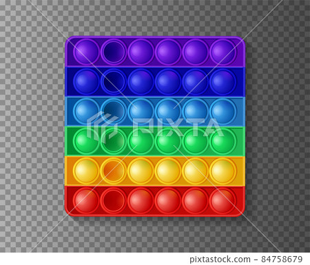 Silicone colorful poppit game, trendy toy pop it antistress on transparent background. Vector illustration Silicone colorful poppit game, trendy toy pop it antistress on transparent background. Vector illustration 84758679