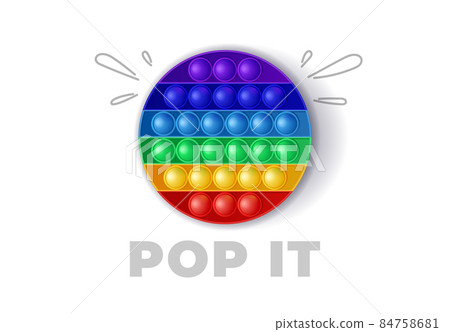 Round colorful Silicone poppit game, trendy toy pop it antistress. Vector illustration on white background 84758681