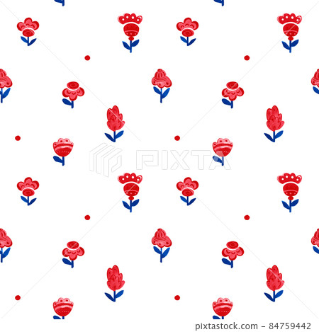 Floral seamless pattern made by watercolor in folk style. Floral seamless pattern made by watercolor in folk style. 84759442