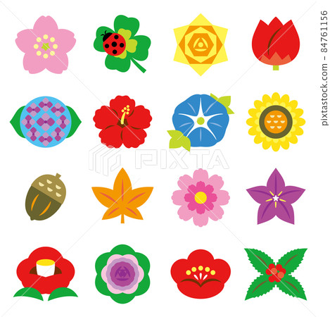 Flowers and plants in spring, summer, autumn and winter 84761156