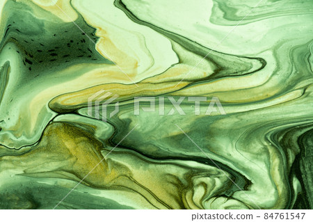 Abstract fluid art background green and olive colors. Liquid marble. Acrylic painting with khaki gradient. Abstract fluid art background green and olive colors. Liquid marble. Acrylic painting with khaki gradient. 84761547