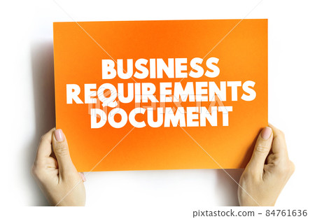 BRD - Business Requirements Document acronym on card, concept background 84761636