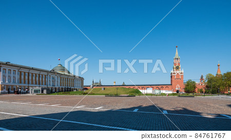 Spasskaya Tower viewed inside Kremlin, Moscow, Russia. 84761767