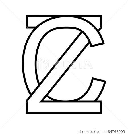 Logo sign zc cz icon czech interlaced letters c z 84762003