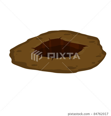 Big hole in ground. Element of desert landscape. Cartoon illustration. Brown dry soil and mine Big hole in ground. Element of desert landscape. Cartoon illustration. Brown dry soil and mine 84762017