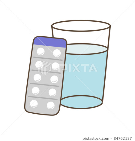 一杯藥片和水 84762157