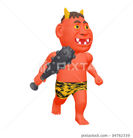 Setsubun illustration material demon character (2_3) red 84762339