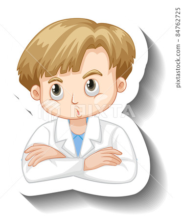 Scientist student boy cartoon character sticker Scientist student boy cartoon character sticker 84762725