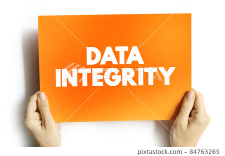 Data integrity text quote on card, technology concept background Data integrity text quote on card, technology concept background 84763265