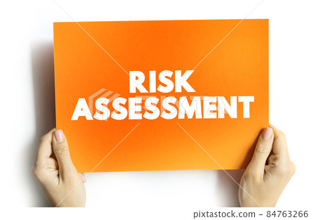 Risk assessment text quote on card, concept background Risk assessment text quote on card, concept background 84763266