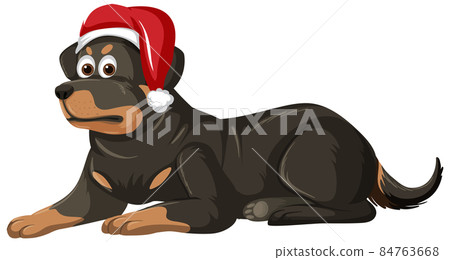 Rottweiler dog wearing celebretion hat cartoon character Rottweiler dog wearing celebretion hat cartoon character 84763668