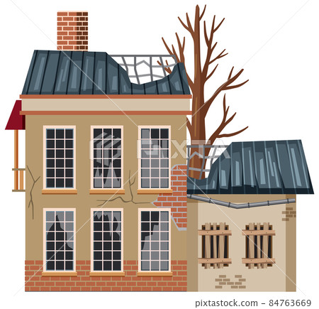 Abandoned house on white background Abandoned house on white background 84763669