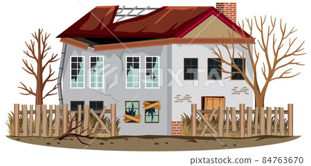 Abandoned house on white background Abandoned house on white background 84763670