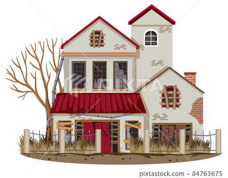 Isolated old broken house in the rural Isolated old broken house in the rural 84763675