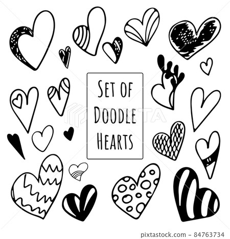 Collection set of hand drawn doodle scribble hearts isolated on white background Collection set of hand drawn doodle scribble hearts isolated on white background 84763734