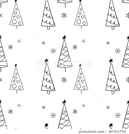 Christmas trees background - simple seamless vector texture. Gift