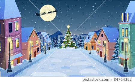 winter city street in cartoon winter city street in cartoon 84764392