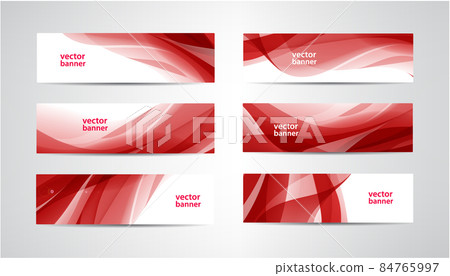 Vector set of abstract silk wavy headers, red banners. Use for web site, ad, brochure, flyer. 84765997