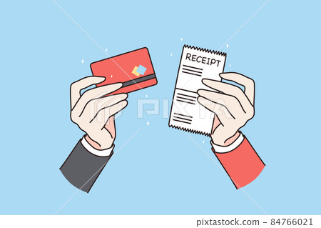 Person show purchase receipt and credit card  84766021