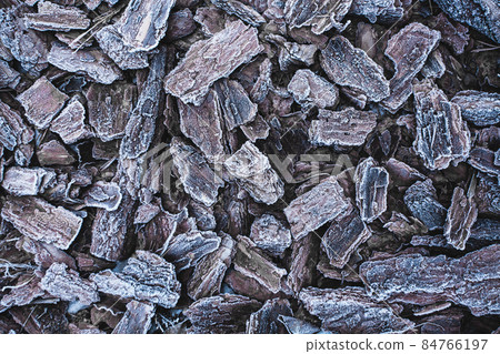 The texture of the pine bark. frosty mulch 84766197