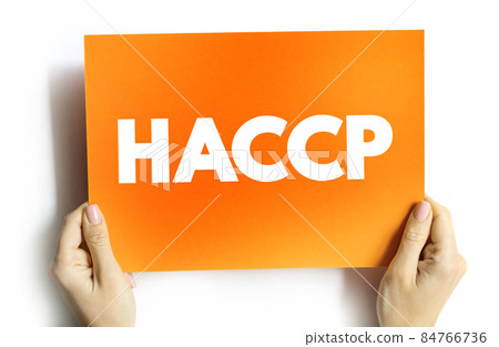 HACCP - Hazard Analysis and Critical Control Points text quote on card, concept background 84766736