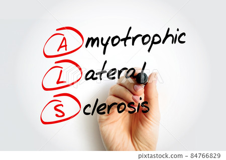 ALS - Amyotrophic Lateral Sclerosis acronym with marker, medical concept background ALS - Amyotrophic Lateral Sclerosis acronym with marker, medical concept background 84766829