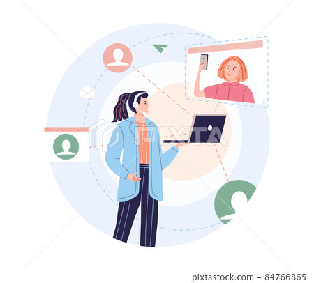 Woman specialist of remote service client support talking online video call to customer 84766865