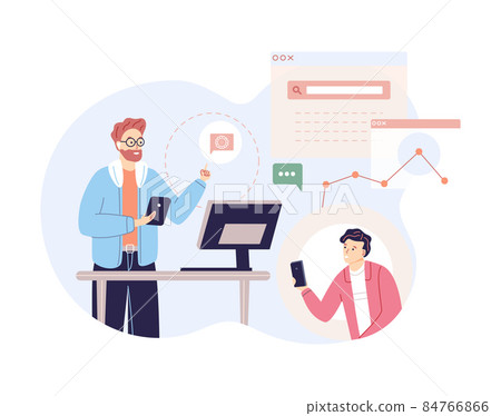 Male programmer accepts application from client. Professional developer customer service support 84766866