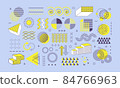 Set of different geometric shapes memphis graphic design. Retro halftone decorative elements 84766963