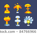 Set of nuclear bomb explosion. Huge abstract blast fire and clouds exploded with flame fire 84766966