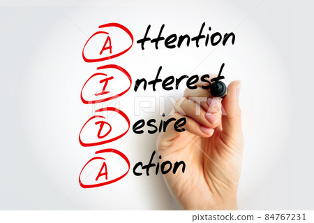 AIDA - Attention Interest Desire Action, acronym concept background with marker AIDA - Attention Interest Desire Action, acronym concept background with marker 84767231