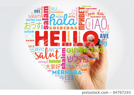 Hello Heart word cloud with marker in different languages of the world, background concept Hello Heart word cloud with marker in different languages of the world, background concept 84767293