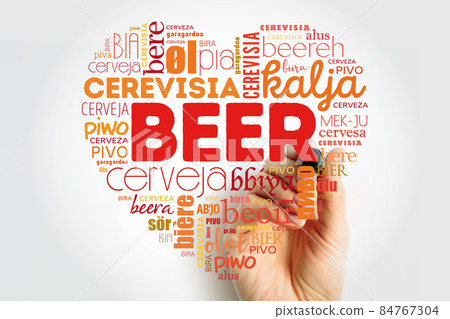 BEER love heart in different languages of the world (english, french, german, etc) with marker, Word Cloud collage, multilingual background BEER love heart in different languages of the world (english, french, german, etc) with marker, Word Cloud collage, multilingual background 84767304
