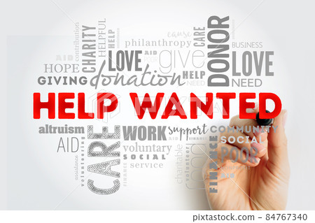 Help Wanted word cloud collage with marker, social concept background 84767340