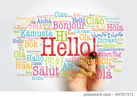 Hello word cloud with marker in different languages of the world, background concept Hello word cloud with marker in different languages of the world, background concept 84767371