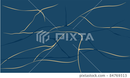 abstract background blue marble  vector stock illustration. agate granite mosaic with golden veins. fake painted artificial stone texture. 84769313
