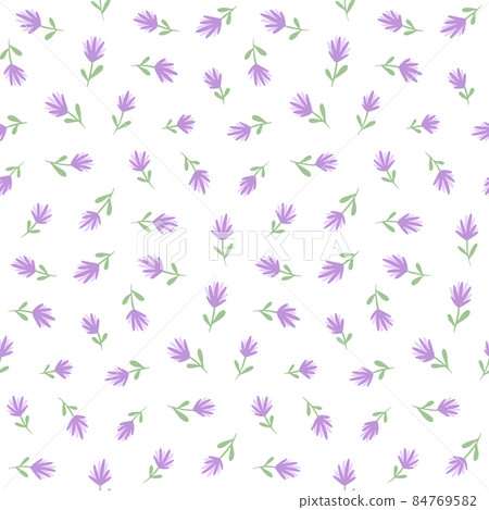 Awesome Cute Beauty Purple Flower Vector Seamless Pattern Design 84769582
