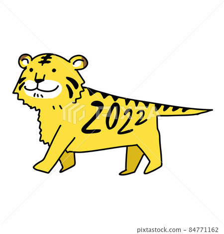 一隻行走的老虎2022年新年賀卡材料的插圖 一隻行走的老虎2022年新年賀卡材料的插圖 84771162